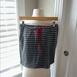 Sundry Gray and Black Striped Skirt with Red Drawstring